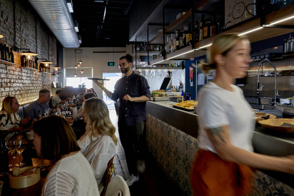 The long dining room at Noi in Petersham.