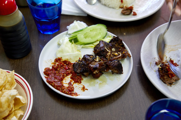 Marinated steak pulsing with fresh chilli sambal at Shalom.