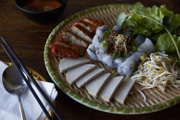 Banh cuon rice flour rolls at VN Street Foods.