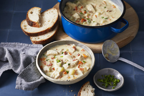 Don’t skip the bacon in RecipeTin Eats’ chicken chowder.