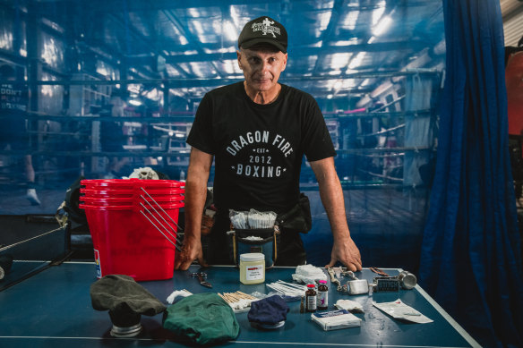 Angelo Hyder with a selection of the tools he uses as a cutman