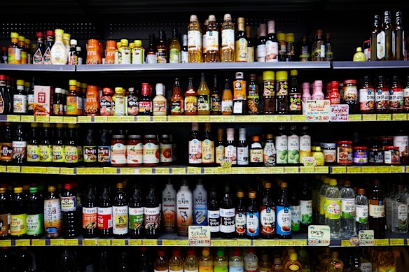 The sauce section at Eastwood Mart.