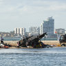 The Sea World helicopters after one crashed to the ground and the other landed.
