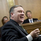Mike Pompeo during a Senate confirmation hearing in April.
