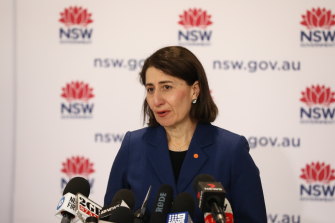 NSW Premier Gladys Berejiklian at Tuesdayâ€™s COVID-19 update.