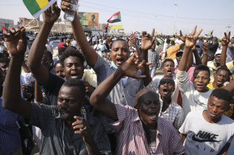 Sudanese demonstrators take to the streets of the capital Khartoum  last week to demand the government transition to civilian rule.
