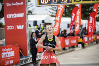 Tara Palm was the first woman to cross the finish line. 