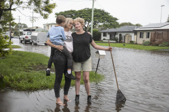 Sandy Graham and son Hudson Grande have been staying with her mother Anne since their home flooded last month. 