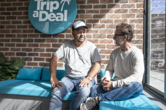 TripADeal co-founders Norm Black (left) and Richard Johnston (right) started the business as a two-man start-up in Byron Bay.