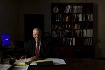 Senior Judge Roger Dive in chambers at the Parramatta Drug Court.