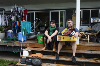 Amber Weedon and Stuart Eadie were forced to evacuate during the February floods and are yet to move back into their home which has been severely damaged. 