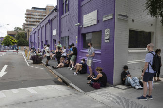 Queues outside the RPA in Camperdown to get tested on Boxing Day.