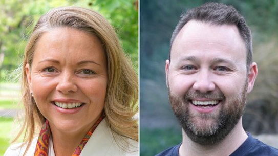 Liberal MP for Flinders Zoe Mckenzie and teal challenger Ben Smith. 