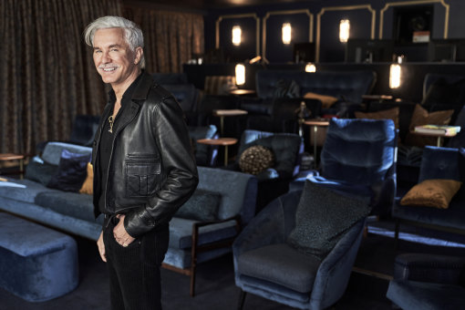 Baz Luhrmann at the editing theatre he built on the Gold Coast, modelled on Elvis Presley’s suite in the Las Vegas Hilton, to shoot the new Hollywood biopic.
