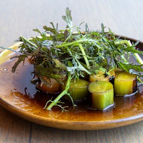 Char-grilled leeks at Robata