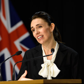 New Zealand Prime Minister Jacinda Ardern discusses the COVID-19 outbreaks in Auckland on Thursday. 