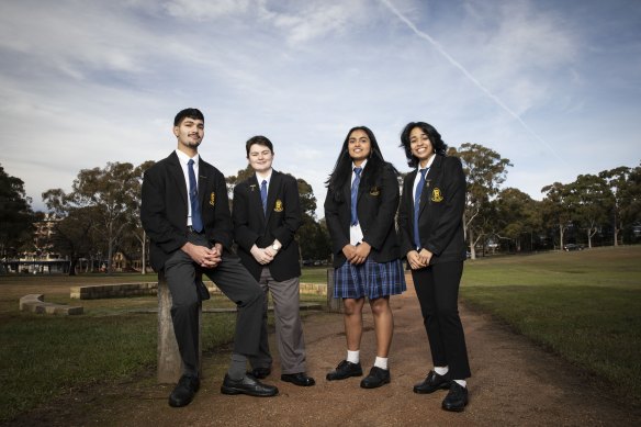 Year 11 and 12 Penrith Selective High School students George Mickhail, Gabriel Cant, Milvia Mathews and Shivangi Agnihotri.