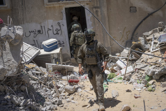 Israeli soldiers in the southern Gaza Strip.