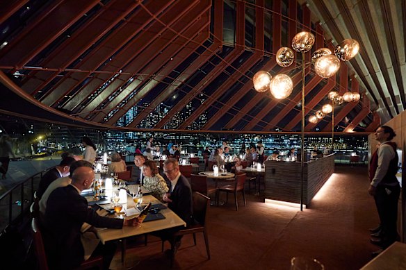 The heritage constraints of Bennelong Restaurant meant the Melt lights were fixed to freestanding lamps rather than the ceiling.