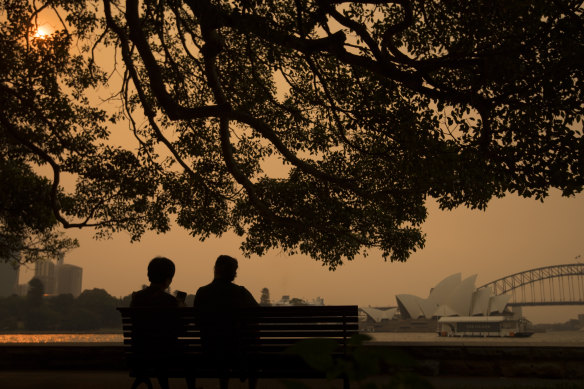 Bushfire smoke hangs over Sydney last week.