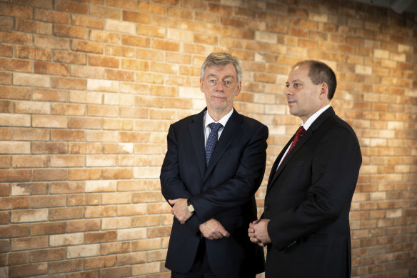 Westpac chairman Lindsay Maxsted and new CEO Peter King in Sydney on December 3. 