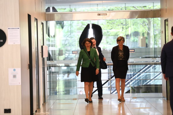 Former NSW premier Gladys Berejiklian and her barrister Sophie Callan, SC, arrive at the ICAC’s headquarters in Sydney on Friday.