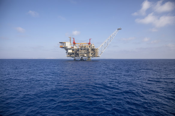 İsrail'in Akdeniz'deki açık deniz Leviathan gaz sahası.