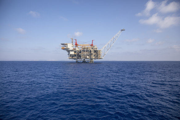 Israel's offshore Leviathan gas field in the Mediterranean Sea. Lebanon and Israel have reached an agreement on a framework of indirect talks over a longstanding disputed maritime border between the two countries