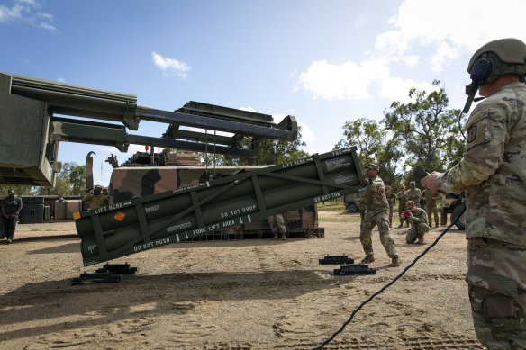 ATACMS for loading on to the High Mobility Artillery Rocket System at Williamson Airfield in Queensland last year.