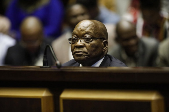 Former South African president Jacob Zuma appears in the High Court in Pietermaritzburg, South Africa, last October.