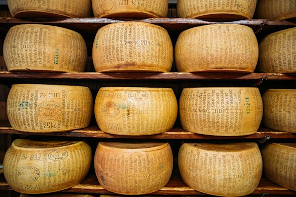 Parmigiano reggiano ageing in Romagna.