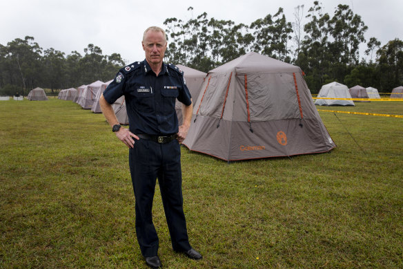 Deputy Commissioner Rick Nugent at a police camp site in Cann River where some officers will spend Christmas. 