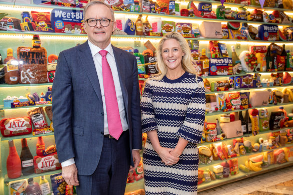 Prime Minister Anthony Albanese with Australian businesswoman Prue Freeman