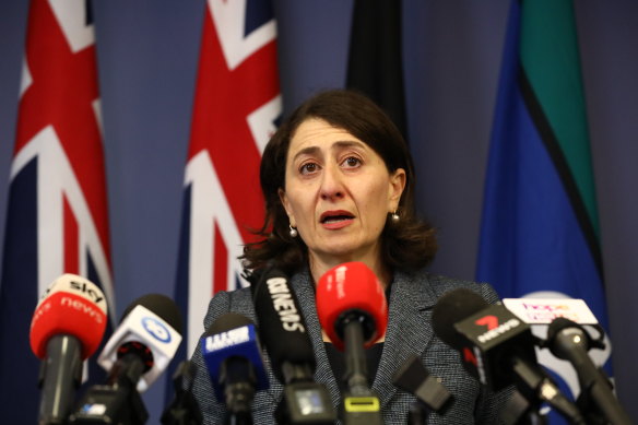 Gladys Berejiklian announcing her resignation as premier and from parliament on Friday.