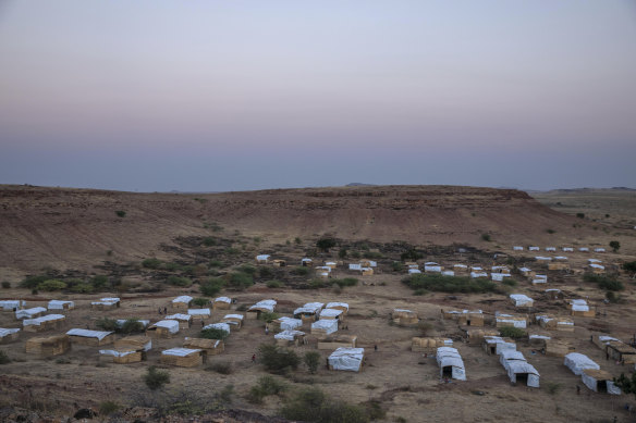 A general view of Umm Rakouba refugee camp, in Qadarif, eastern Sudan, which is currently hosting Tigray people who fled the conflict in Ethiopia's north.