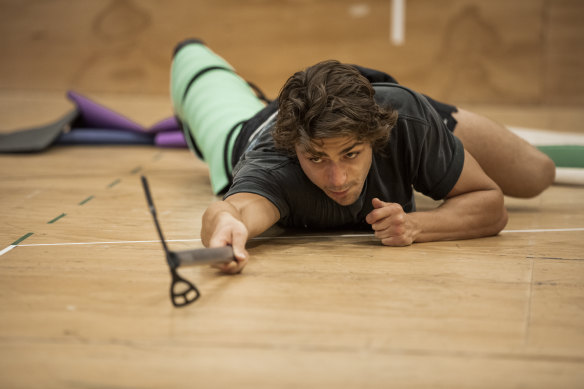 Joe Klocek during rehearsals for the MTC production of Touching the Void.