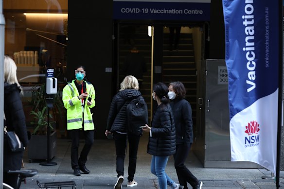 The Pitt Street clinic was one of two mass vaccination hubs to open in NSW this month. The other is at Lake Macquarie near Newcastle.