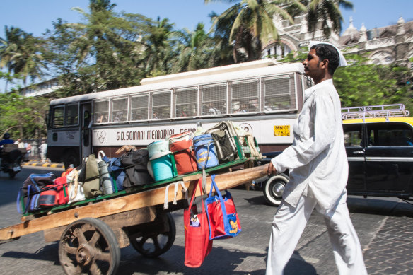 A dabba wallah, lunch delivery man, in Mumbai.