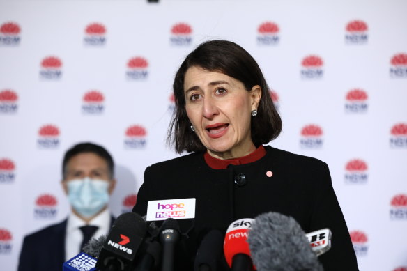 Gladys Berejiklian announcing there were 110 new COVID-19 cases on Wednesday.