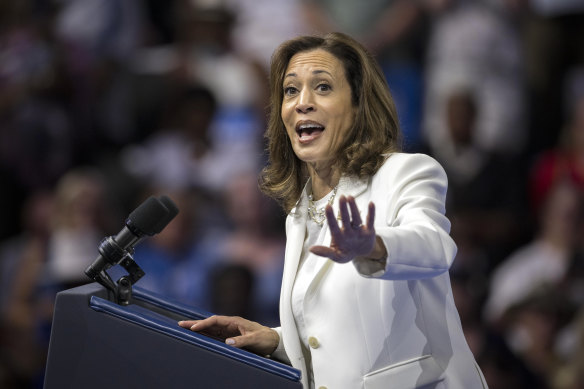 Vice President Kamala Harris speaks at a campaign in Savannah, Georgia, last week.