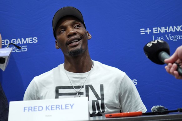 American sprinter Fred Kerley speaks ahead of the Enhanced Games. 