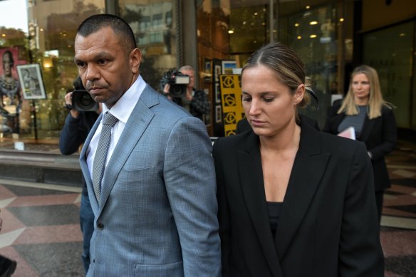 Kurtley Beale with his partner Maddi outside Downing Centre court.