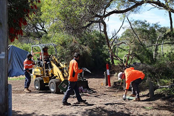 Contractors began dismantling the camp on Thursday. 