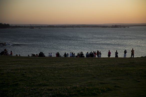 Crowds at La Perouse  late on Saturday. 