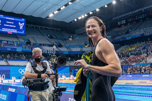 Campbell, after helping secure the Australian women’s 4x100m medley relay team a gold medal at the Tokyo 2020 Games in 2021.