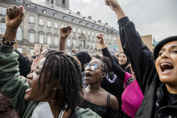 An anti-racism protest kast June in Copenhagen, Denmark, where the government wants to reduce migrant concentration across communities. 