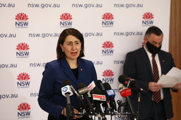 NSW Premier Gladys Berejiklian and Deputy Premier John Barilaro (right) on Tuesday.