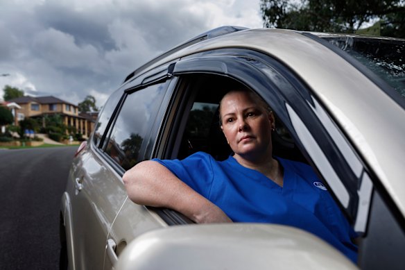 Nurse Penny Farries spends up to an hour and a half commuting to work; long travel times are driving workers out of care jobs.