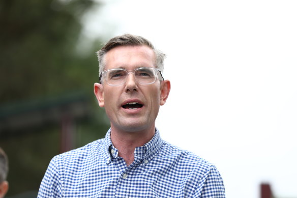 NSW Premier Dominic Perrottet on the campaign trail on Monday.