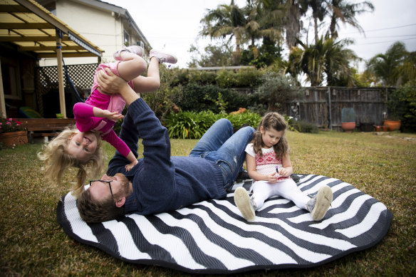 Andrew Kennedy says he tends to do more of the physical play with his daughters, while his wife takes the lead on art and cooking projects.